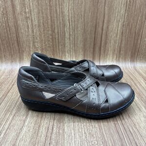 Clarks Ashland Spin Slip On Loafer Pewter Womens Size‎ 7 M Hook and Loop Shoes